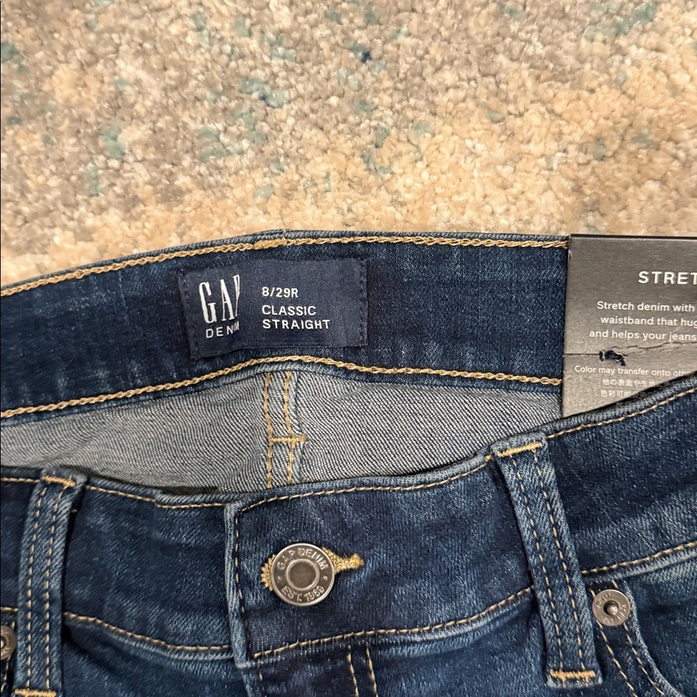 GAP Classic Straight Dark Blue Jeans. NWT - Picture 2 of 5